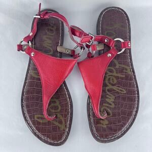 Sam‎ Edelman Greta Pebbled Leather Flat Thong Sandals Women’s Size 6.5
